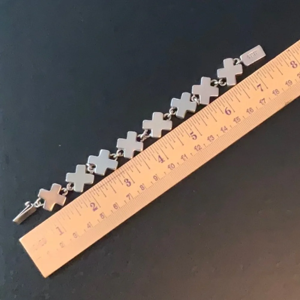 Vintage Sterling Silver X Bracelet    EUC - Picture 6 of 8